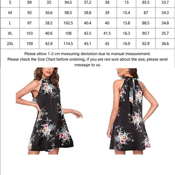 Women's Sexy Dress Beach Dresses Halter Neck Floral Print Mini Dress - Picture 3 of 8
